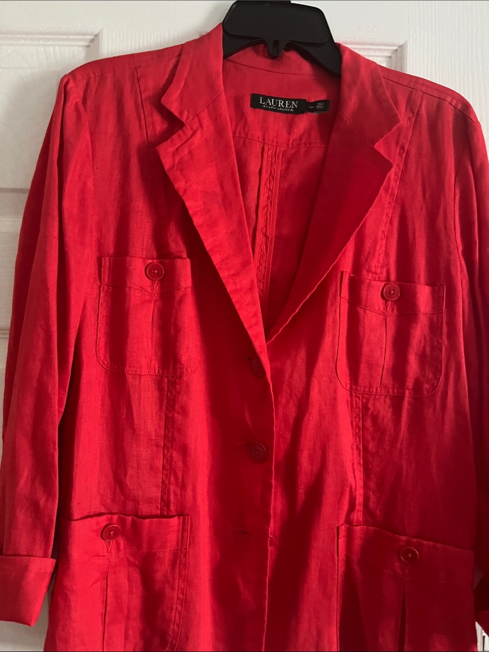 Lauren Ralph Lauren Bright Red Linen-Blend Blazer